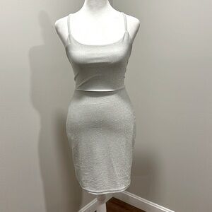 Sexy sparkly silver mini dress with corset back